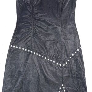 Elegant Black Dress with Pearl Accents